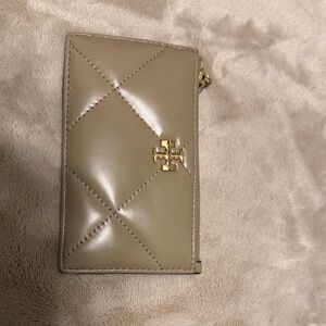 Tory Burch Taupe Quilted Card Holder